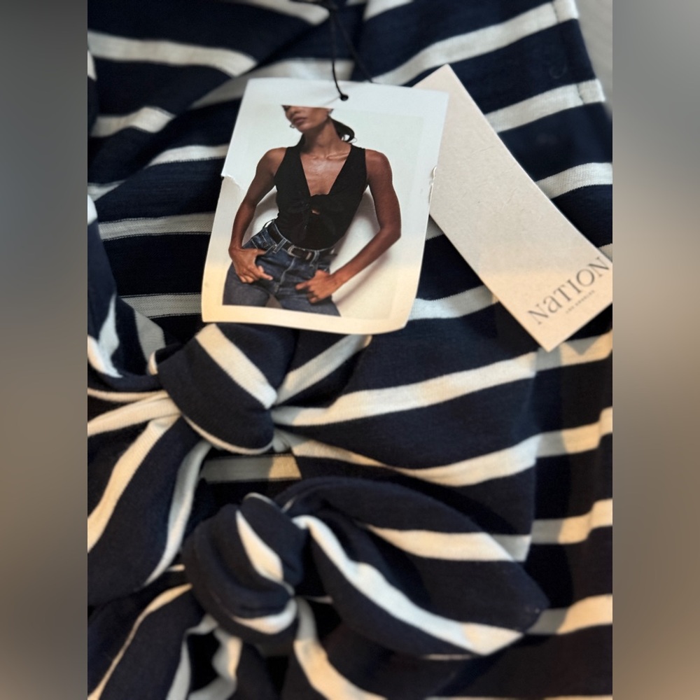 Nation LTD Navy and Cream Striped Tank Top